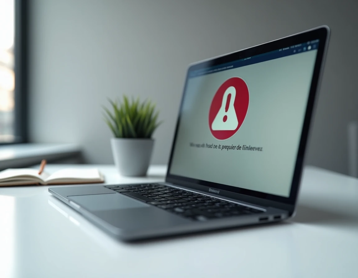 Écran d'ordinateur affichant une alerte de sécurité pour avertir d'une arnaque en ligne de type leak PinkGeek