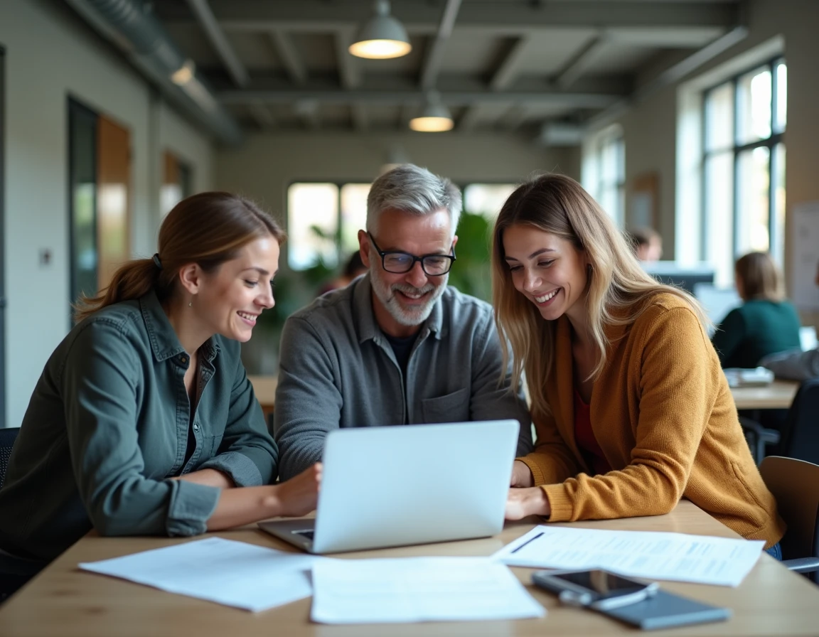 Groupe de personnes consultant des documents administratifs pour créer une association