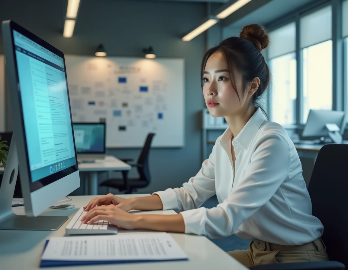 Employée bloquée dans un processus décisionnel centralisé, illustrant la lenteur et les frustrations liées à la centralisation en entreprise